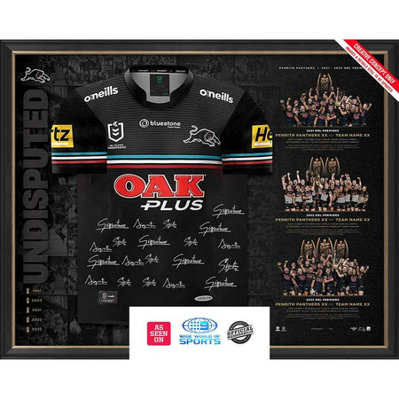 NRL-PENRITH PANTHERS 2021 PREMIERS DUAL SIGNED ICON SERIES