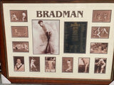 BRADMAN-Donald Bradman collage piece with Lge Sepia Photo Signed & Playing Records included