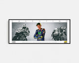 VALENTINO ROSSI PANORAMIC COLLAGE PRINT SIGNED FRAMED WINGS