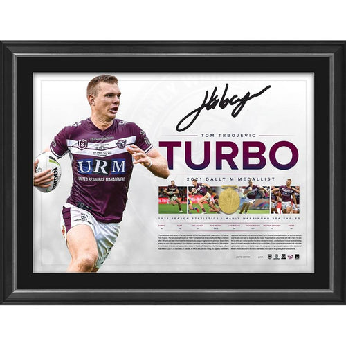 NRL MANLY-Tom Trbojevic Signed Dally M Lithograph