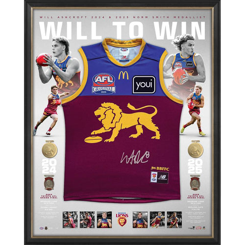 BRISBANE LIONS Will Ashcroft Signed Guernsey Framed