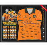 RUGBY-(Not available till September) Rugby - 2025 Wallabies Signed Framed Jersey Display