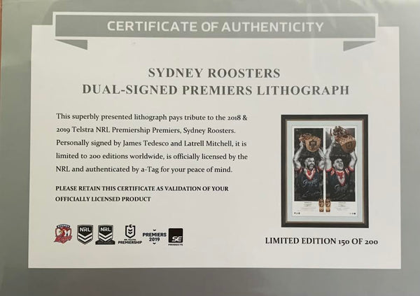 NRL-Sydney Roosters Dual Signed Premiers Lithograph