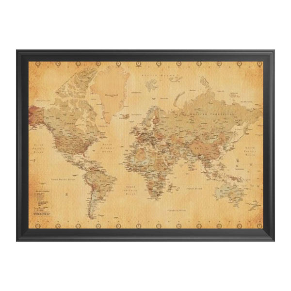 GENERAL-World Map Vintage Style - Framed