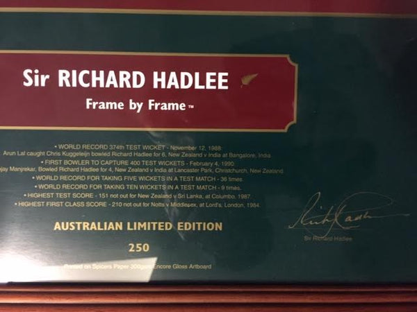 CRICKET-Richard Hadlee Cricketer Poster - Frame by Frame- Signed