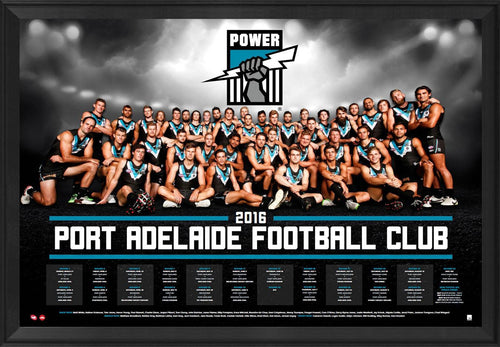 Port Adelaide Football Club 2016 AFL Team Poster Framed