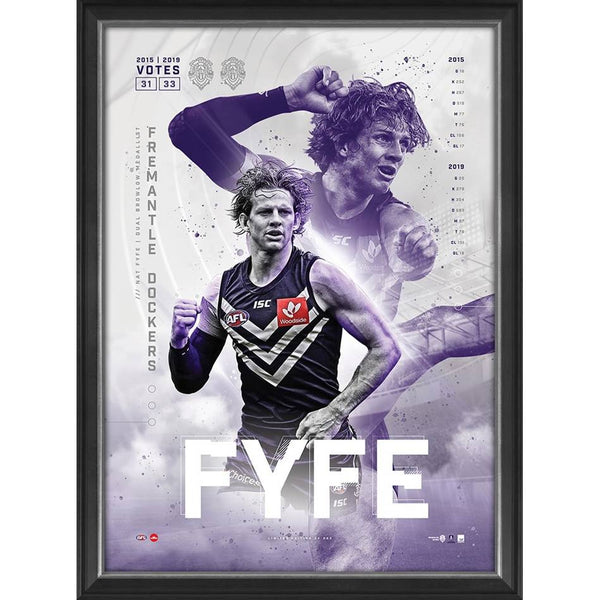 FREMANTLE-Nat Fyfe 2019 Brownlow Medal Sportsprint/Framed