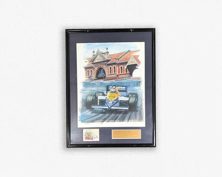 CAR RACING-Australian Grand Prix (1987) - Gerbard Bergers framed poster with Signature