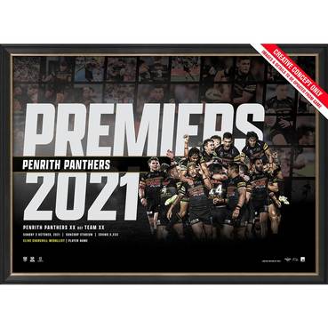 NRL-PENRITH PANTHERS 2021 PREMIERS DUAL SIGNED LITHOGRAPH