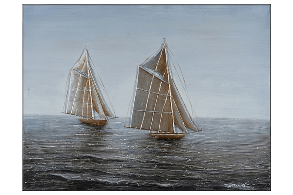 3D - Two Ships  Oil Painting