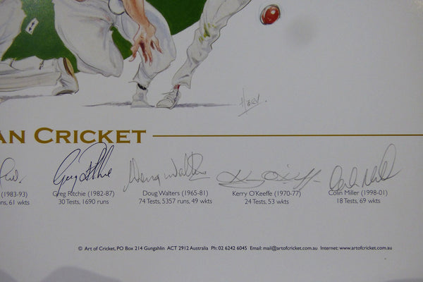 Characters Of Australian Cricket Poster - Signed by 11 Iconic Test Players