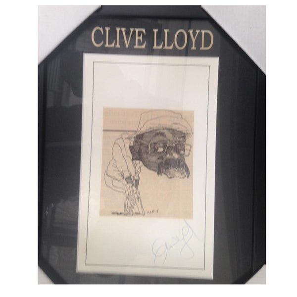 CRICKET-CLIVE LLOYD CBE AO WEST INDIAN TEST CRICKETER CARICATURE SIGNED FRAME