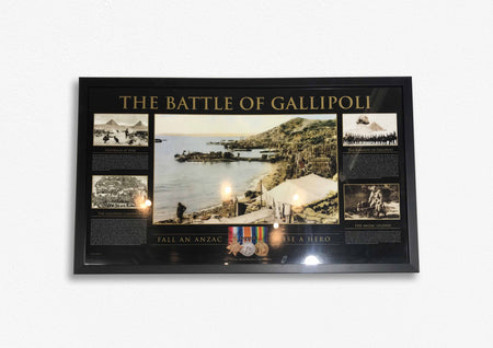 ANZAC's "Our Fallen Heroes" -  Framed/ Inc 4 Australian Rising Sun Medals