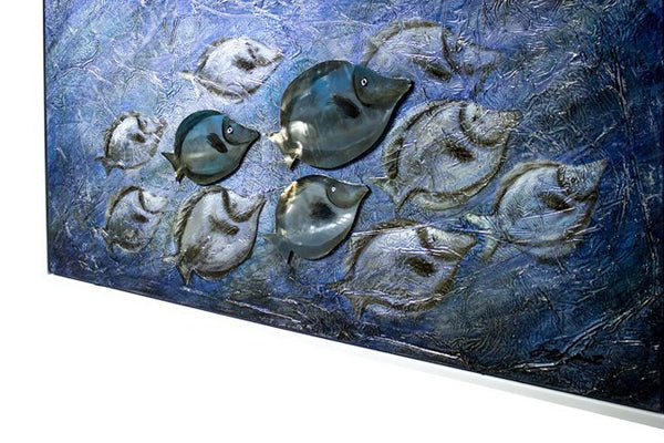 3D Life beneath the sea Framed Canvas