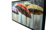 3D - Colourful Rain Umbrella Framed Canvas