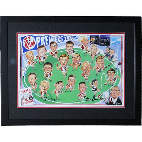 St Kilda Premiers 1966 Framed/Caricatures/ Signed by Allan Jeans