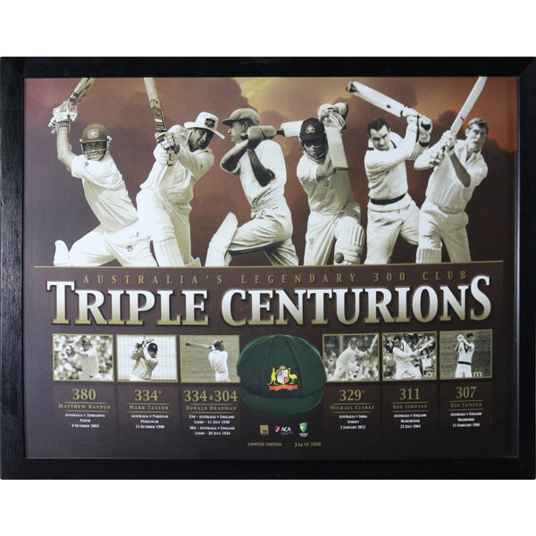 CRICKET-Australia's Triple Centurions 300 Club - Framed
