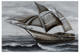3D - Yacht in Rough Seas Framed Canvas