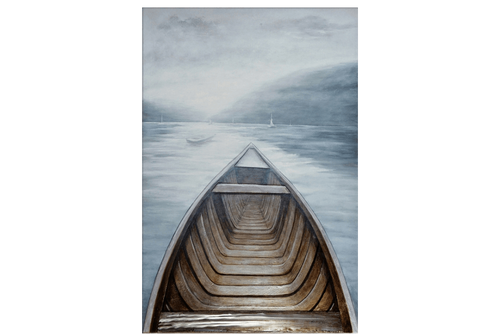 3D Row Boat Framed Canvas