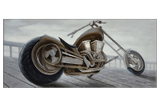 3D Chopper Motorcycle Profile Framed Canvas