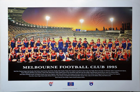 MELBOURNE-FRAMED MELBOURNE FOOTBALL CLUB 2024 SQUAD SIGNED GUERNSEY