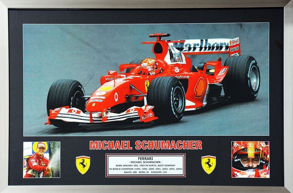 Michael Schumacher 7x World Champion Framed Print Ferrari –  memorabiliawarehouse