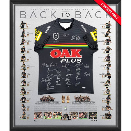 NRL-NATHAN CLEARY AND ISAAH YEO 2022 PREMIERS DUAL SIGNED LITHOGRAPH
