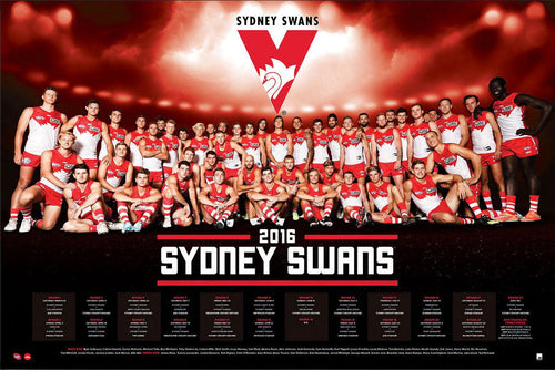 Sydney Football Club Official 2016 AFL Team Poster
