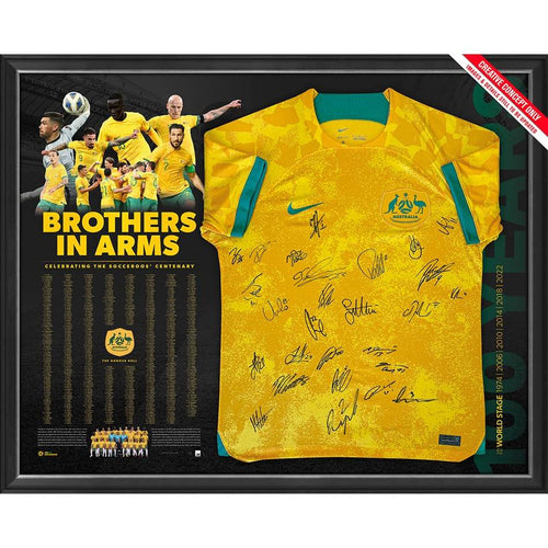 SOCCEROOS 2022 WORLD CUP SQUAD SIGNED JERSEY DISPLAY