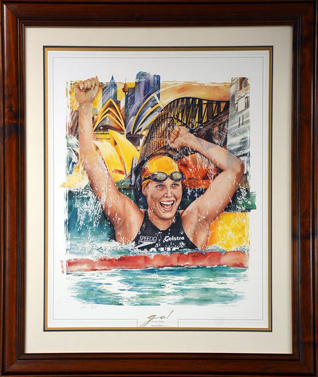 QLYMPIC-Grant Hackett Go For Gold Signed Print