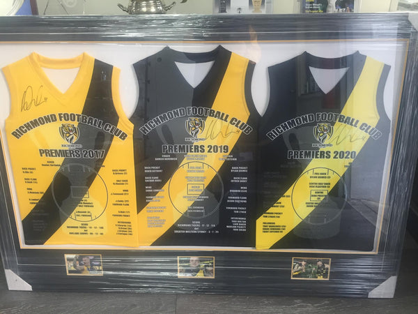 Richmond Premiership Listing Of Names 2017/2019/2020 Jumpers Signed By Dusty Martin