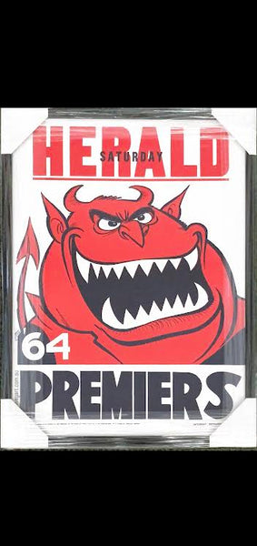Melbourne Demons 1964 WEG Art Premiership Poster/Framed