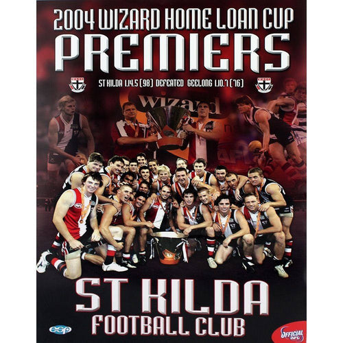 St Kilda Saints Official AFL 2004 Wizard Cup Premiers Poster