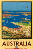 Australian Art - 1930 Sydney Harbour - Vintage Poster/Framed