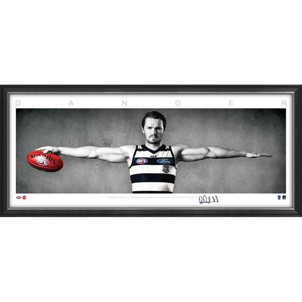 GEELONG-Patrick Dangerfield Facimile Signed Geelong Cats Mini Wings Official AFL Print FRAMED