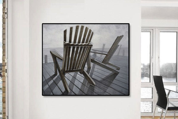3D - Deck Chairs  Framed Canvas