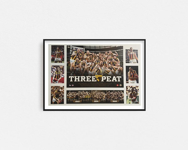 Hawthorn 'Three Peat' Poster Framed