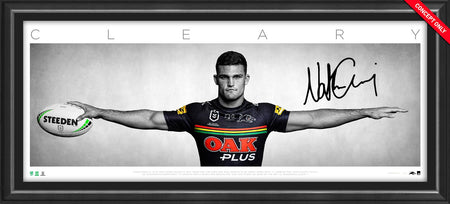 NRL-NATHAN CLEARY AND ISAAH YEO 2022 PREMIERS DUAL SIGNED LITHOGRAPH